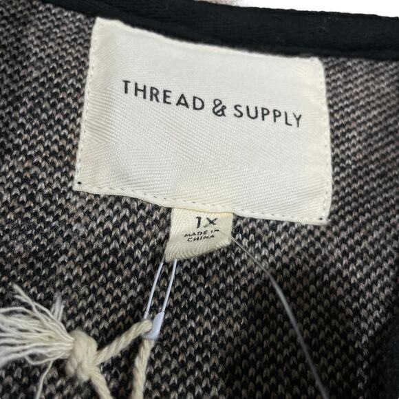 Thread & Supply Darius Jacket 1X Taupe Black Check Preppy Classic - Picture 4 of 11